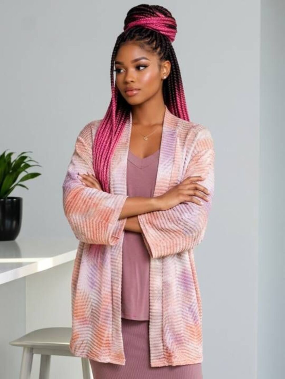 🔹️Maggie Barnes Multicolored Pastel Lightweight Open Front Cardigan Size 3XL